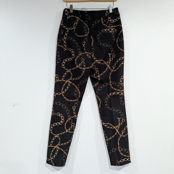 Zara Chain Link Print Pants Black Gold Size 6 - Picture 7 of 8